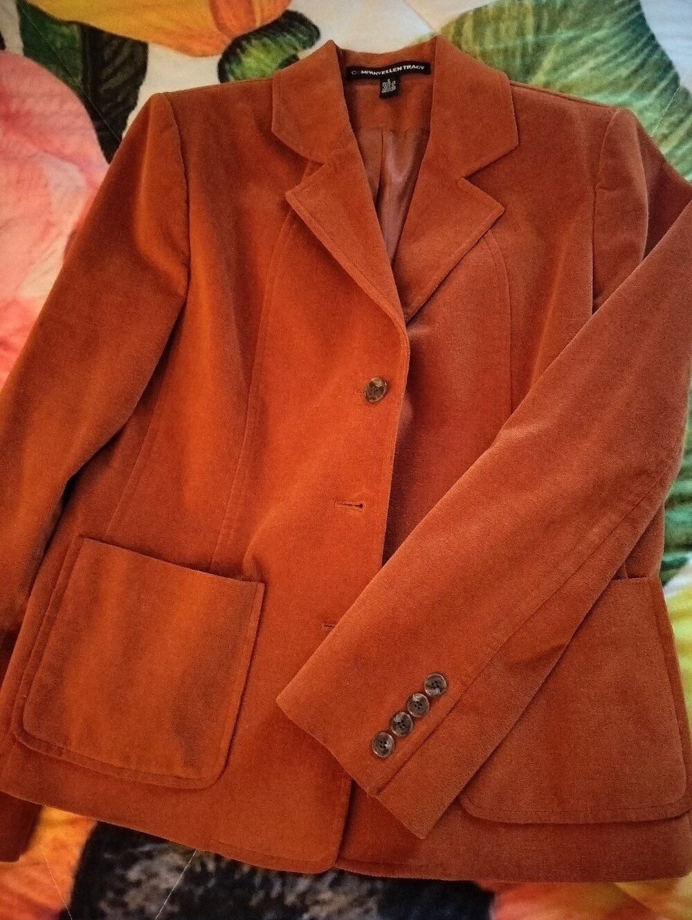Ellen Tracy Burnt Orange Velvet Blazer